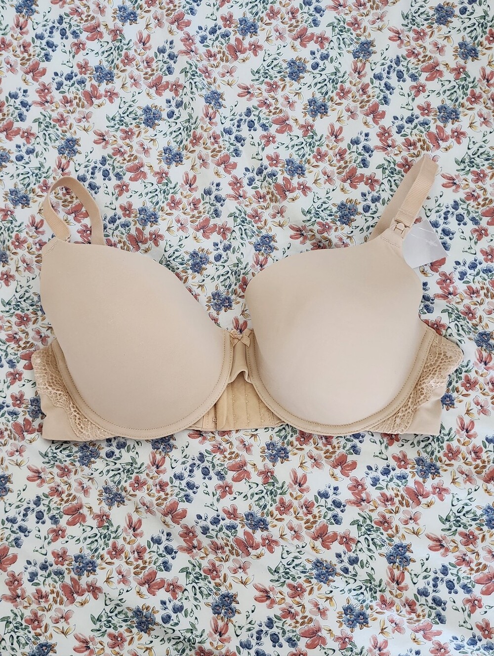 Nude Motherhood Nursing Bra with Lace Trim